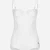 Full swimsuit with balcony neckline