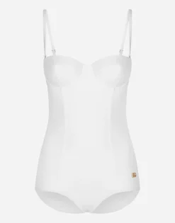 Full swimsuit with balcony neckline