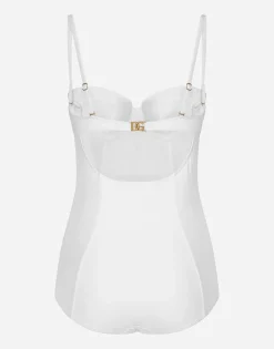 Full swimsuit with balcony neckline