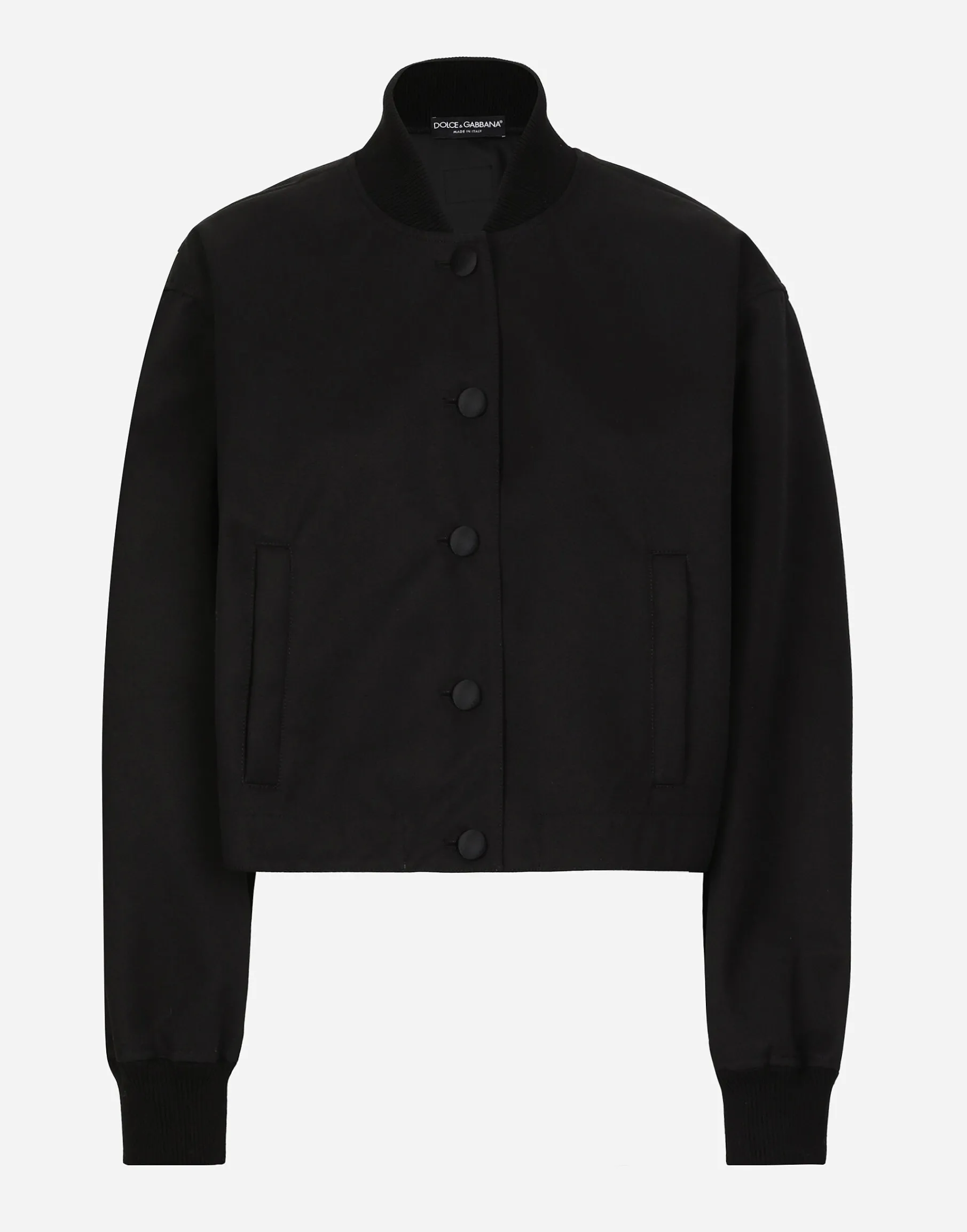 Gabardine bomber jacket, waxed on reverse, with branded tag