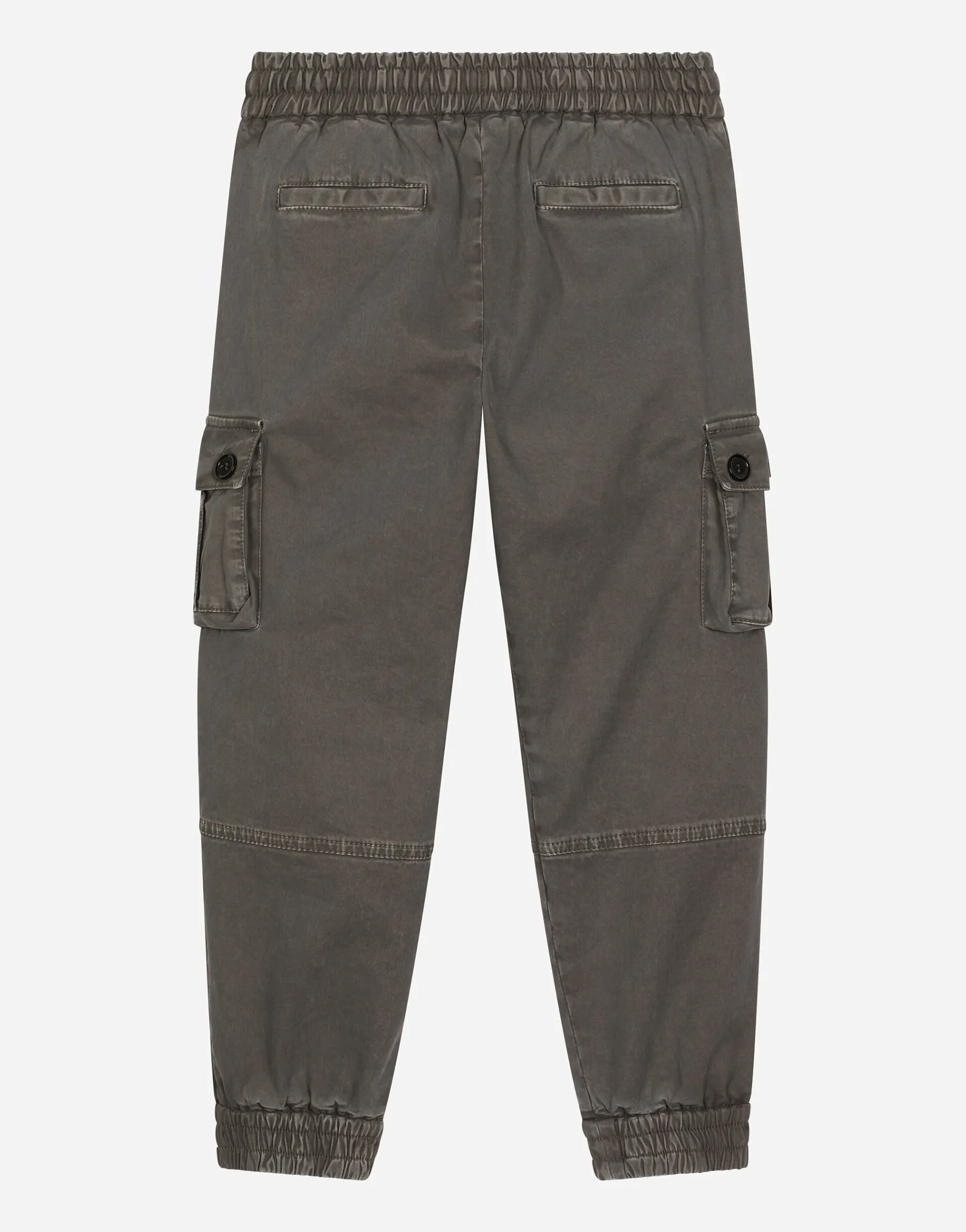 Gabardine cargo pants with branded tag