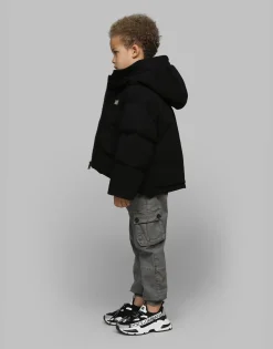 Gabardine cargo pants with branded tag