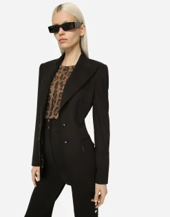 Gabardine Turlington jacket with top-stitching