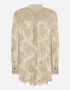 Galloon lace shirt with Mandarin collar