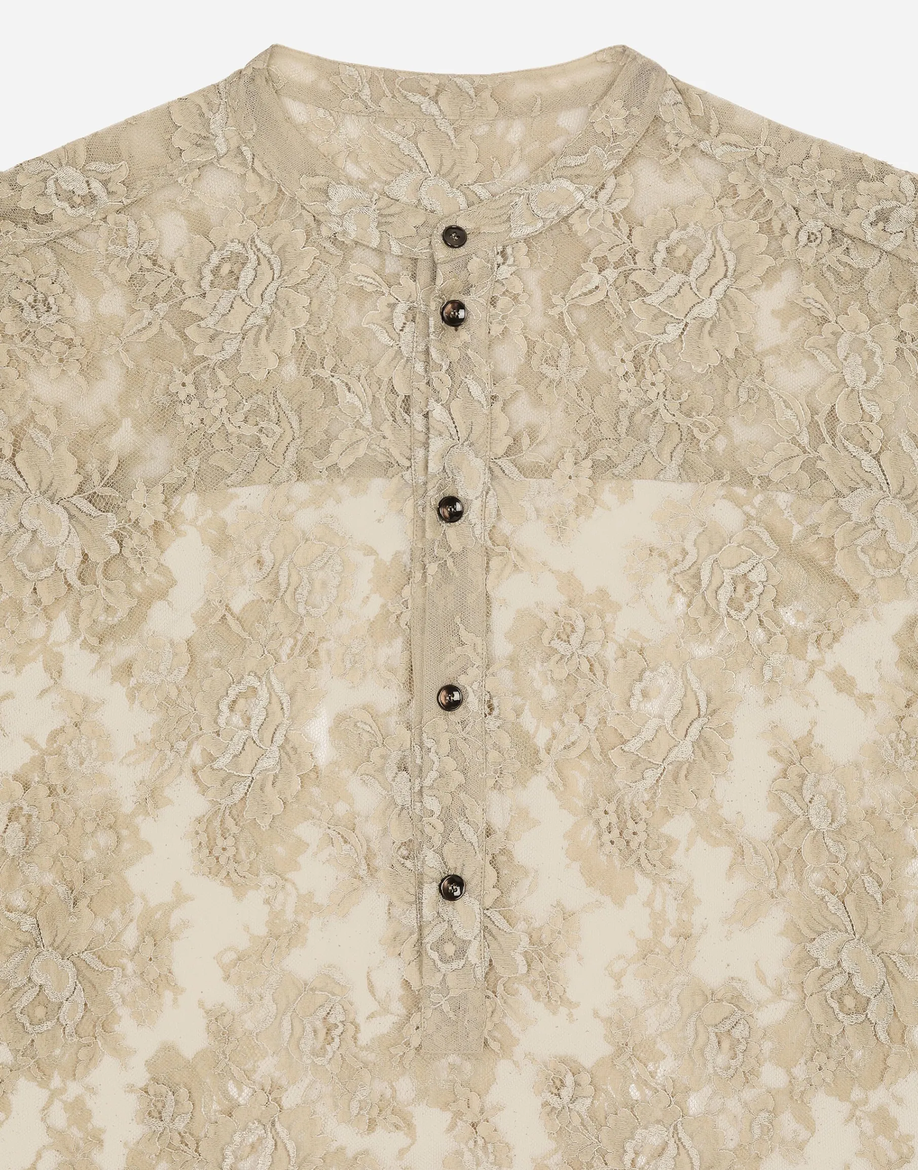 Galloon lace shirt with Mandarin collar