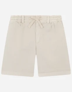 Garment-dyed drill shorts with drawstring