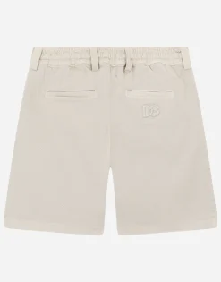 Garment-dyed drill shorts with drawstring