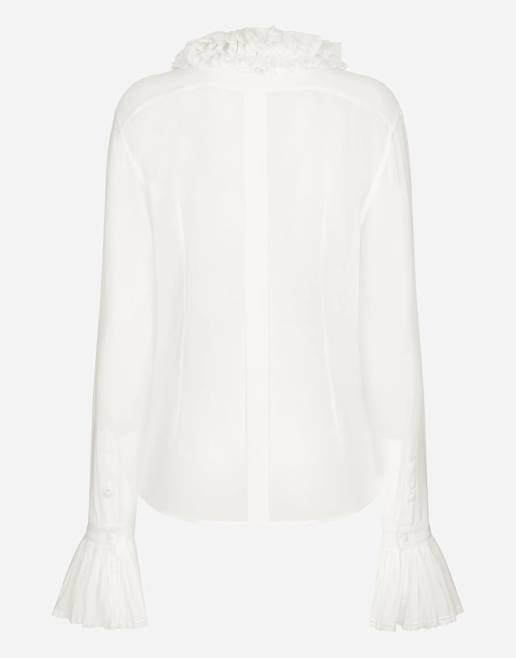 Georgette shirt with pleated cuffs and collar details