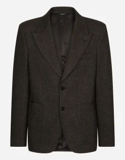 Glen plaid stretch jersey jacket