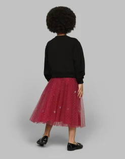 Glittery-print tulle skirt