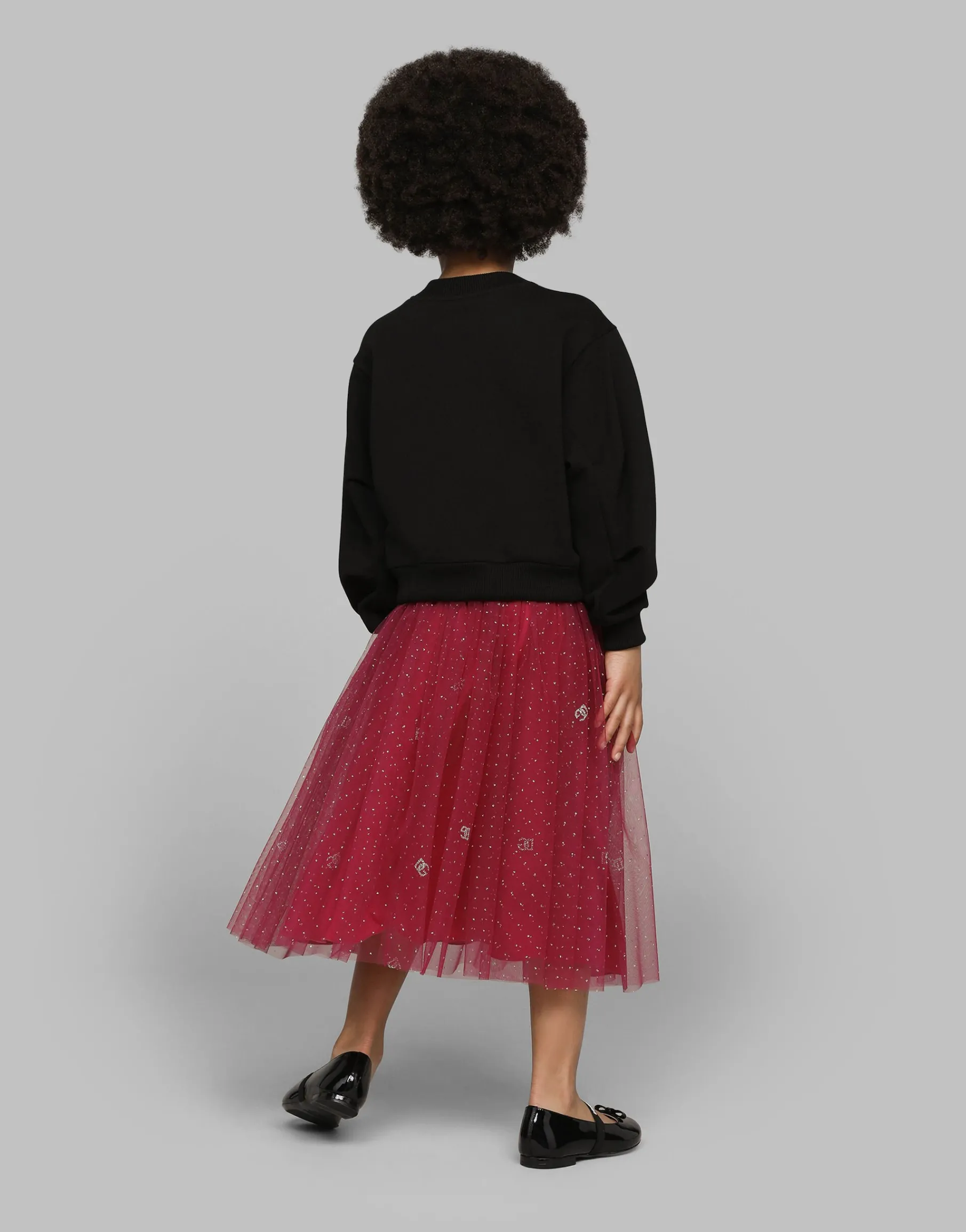 Glittery-print tulle skirt