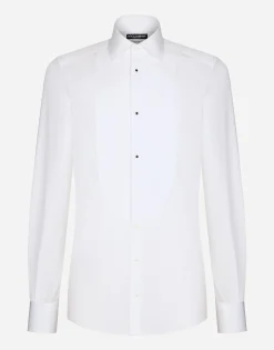 Gold fit tuxedo shirt in cotton poplin