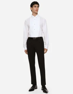 Gold fit tuxedo shirt in cotton poplin