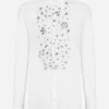 Gold-fit tuxedo shirt with rhinestone embroidery