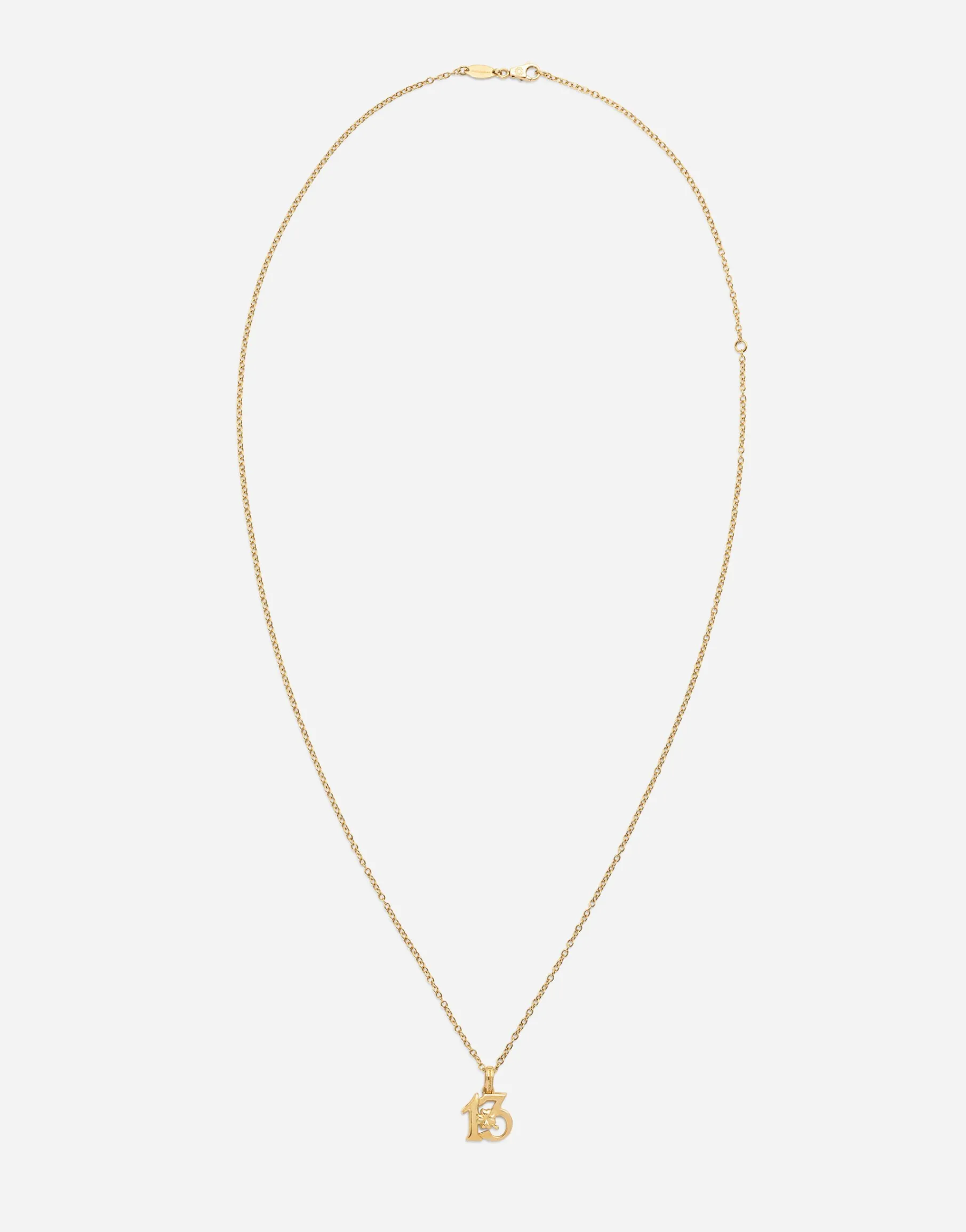 Good luck number 13 pendant on yellow gold chain