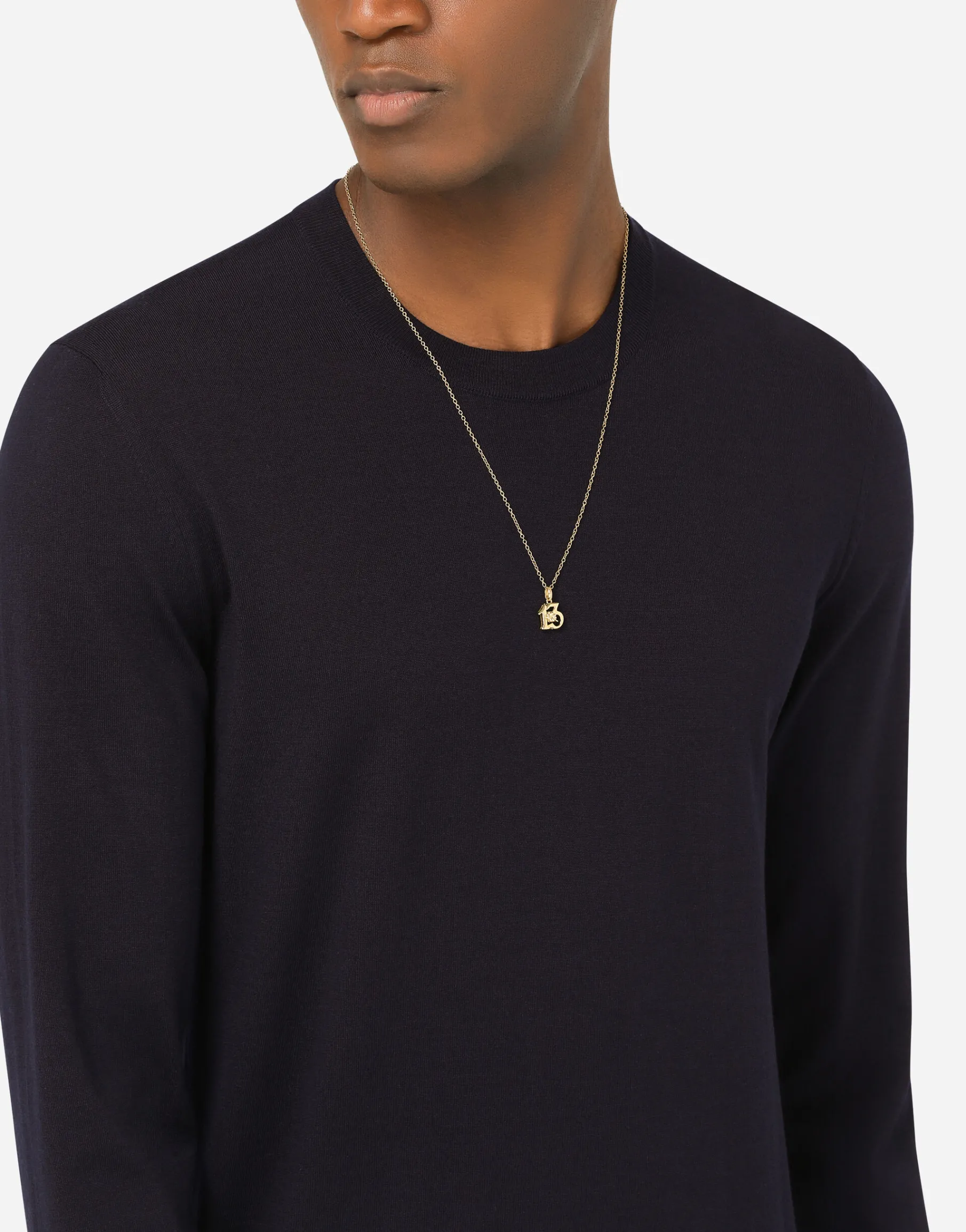 Good luck number 13 pendant on yellow gold chain
