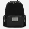 Grainy calfskin and nylon backpack