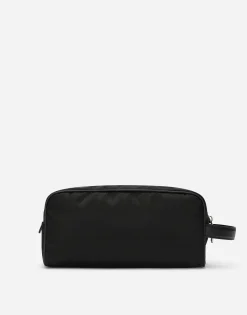 Grainy calfskin and nylon toiletry bag