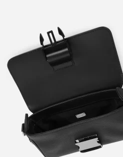Grainy calfskin and nylon crossbody bag