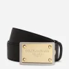 Grainy calfskin belt