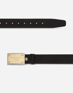 Grainy calfskin belt