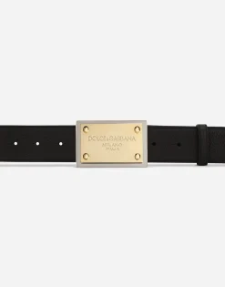 Grainy calfskin belt