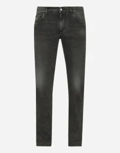Gray wash skinny stretch jeans
