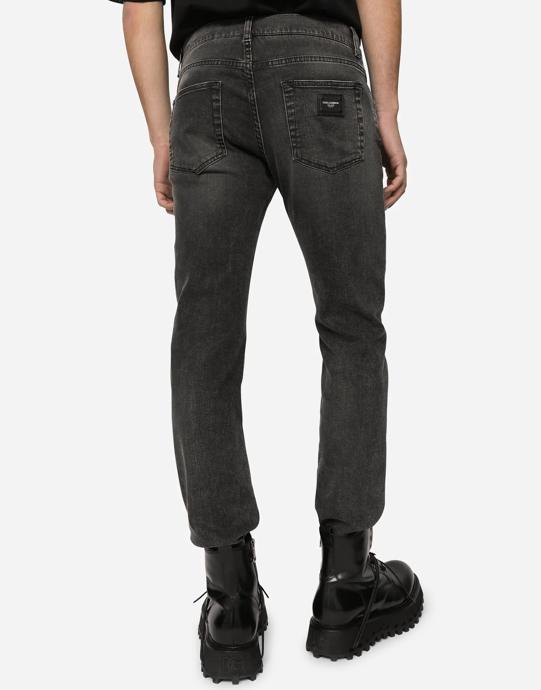 Gray wash skinny stretch jeans