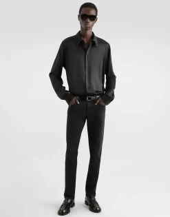 Gray wash slim-fit stretch jeans