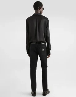 Gray wash slim-fit stretch jeans