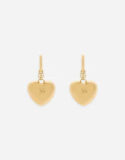 Heart drop earrings with DG logo