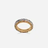 Heritage band ring in yellow 18kt gold with light blue sapphires