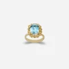 Heritage ring in yellow gold, acquamarine and yellow sapphires