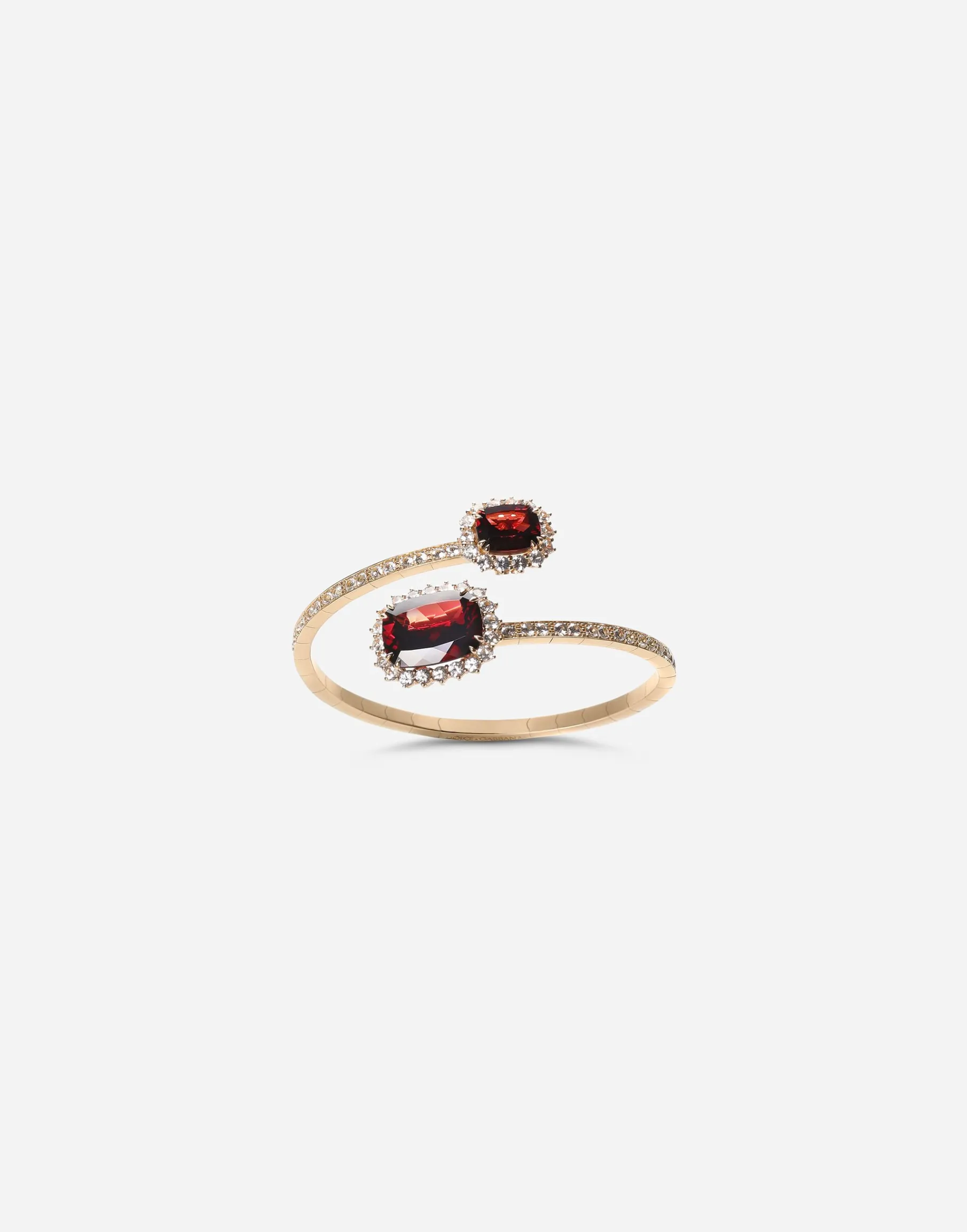 Heritage yellow gold bracelet with rodolith garnet and colourless sapphire