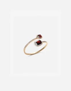 Heritage yellow gold bracelet with rodolith garnet and colourless sapphire