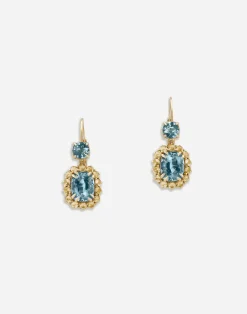 Herritage earrings in yellow gold with aquamarines and yellow sapphires
