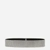 High-waist crystal mesh belt