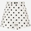 High-waisted cotton shorts with polka-dot print