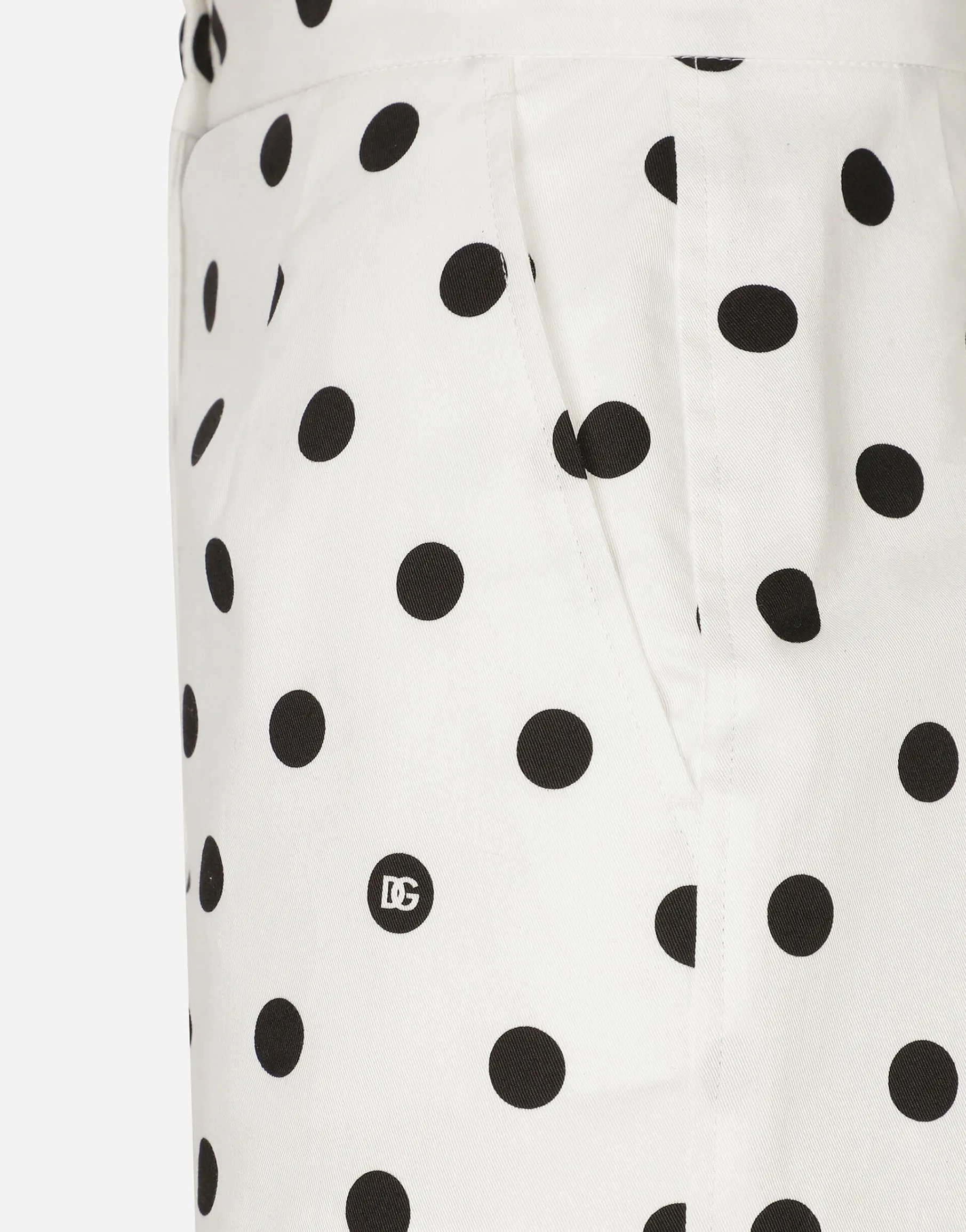 High-waisted cotton shorts with polka-dot print