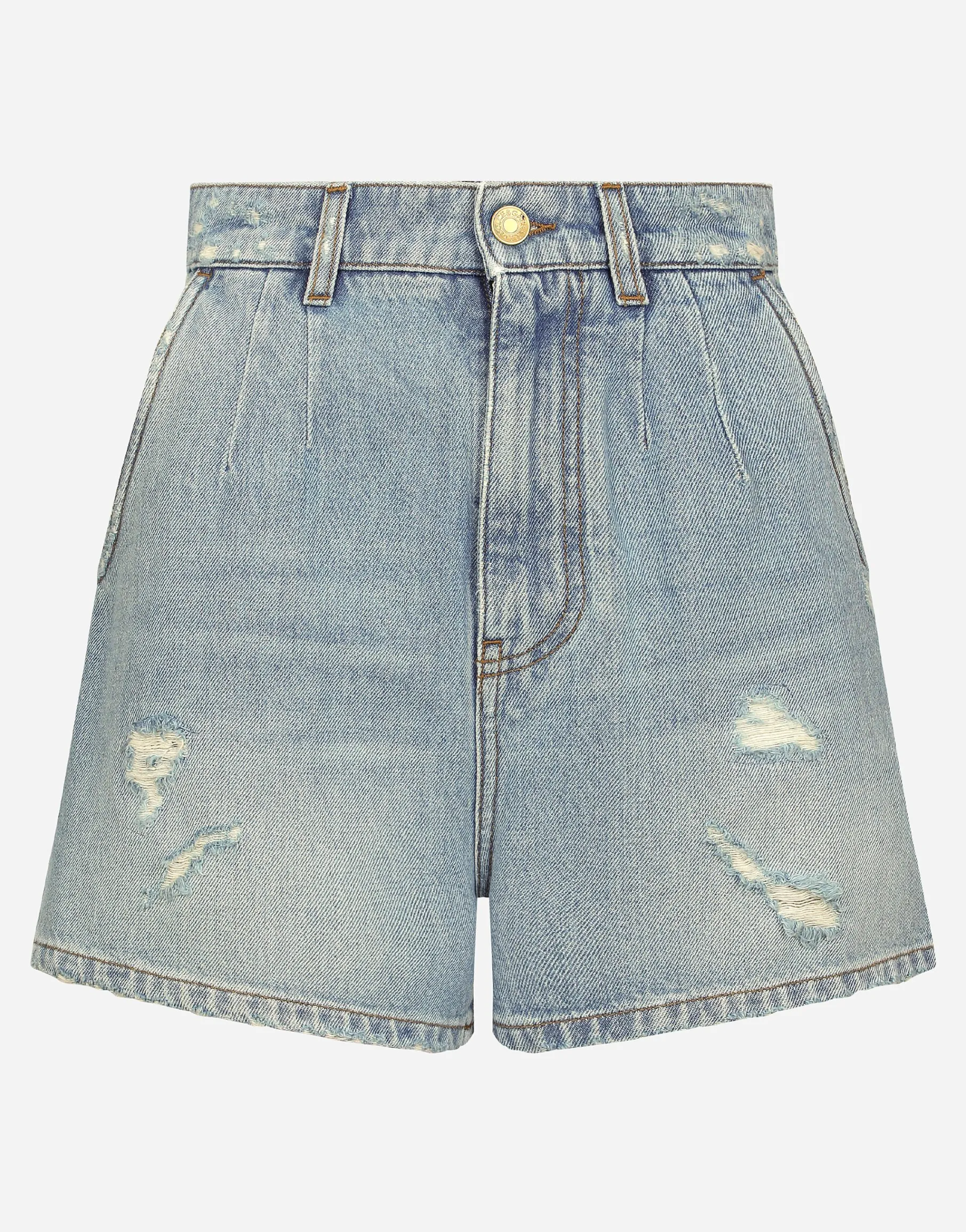 High-waisted denim shorts