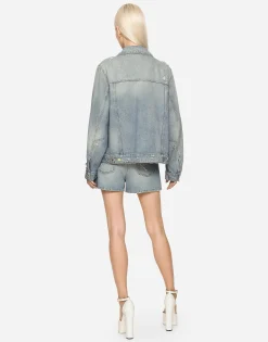 High-waisted denim shorts