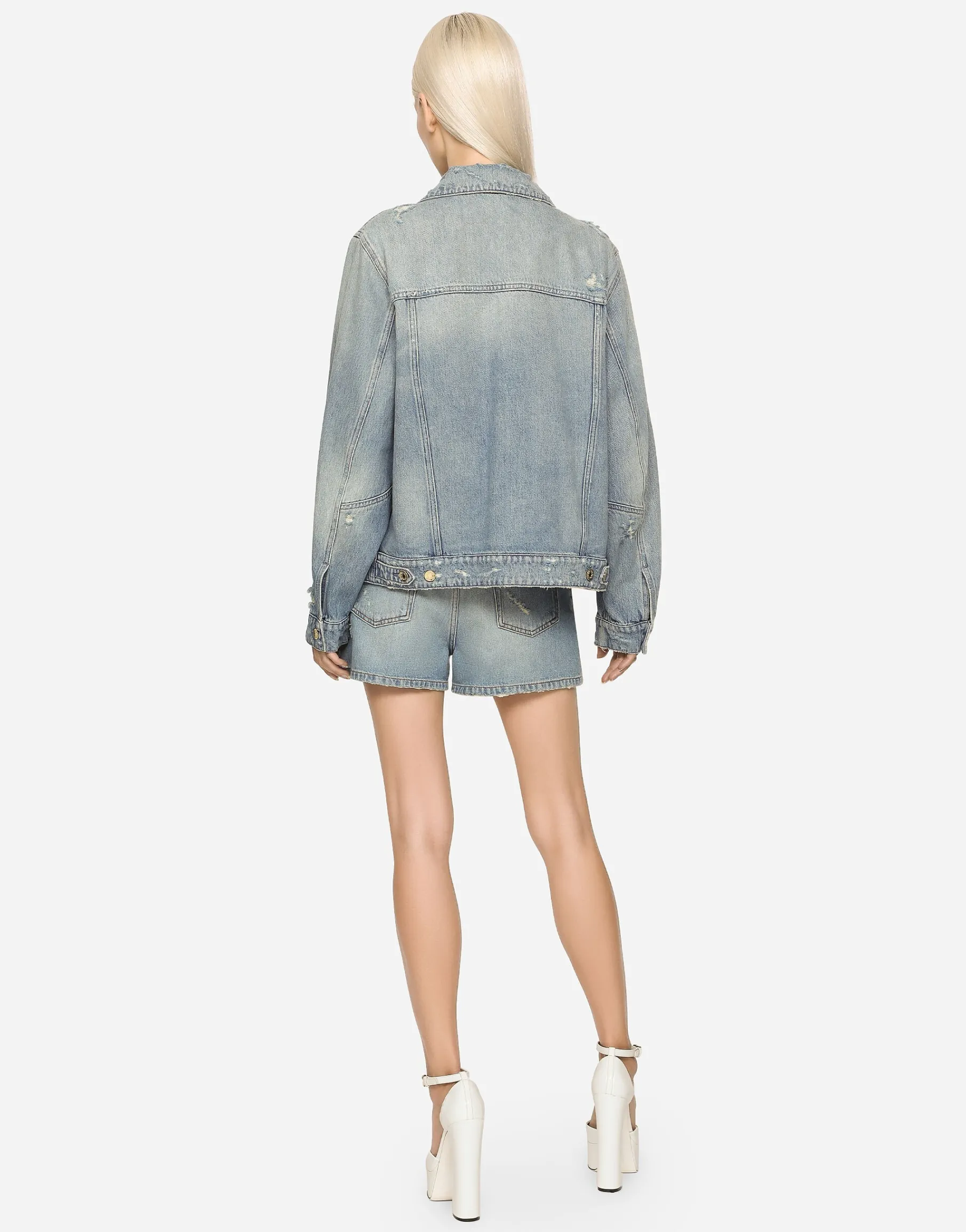 High-waisted denim shorts