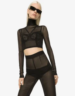 High-waisted flared chiffon pants