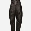 High-waisted leather biker pants