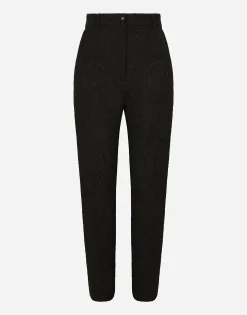 High-waisted ornamental jacquard pants