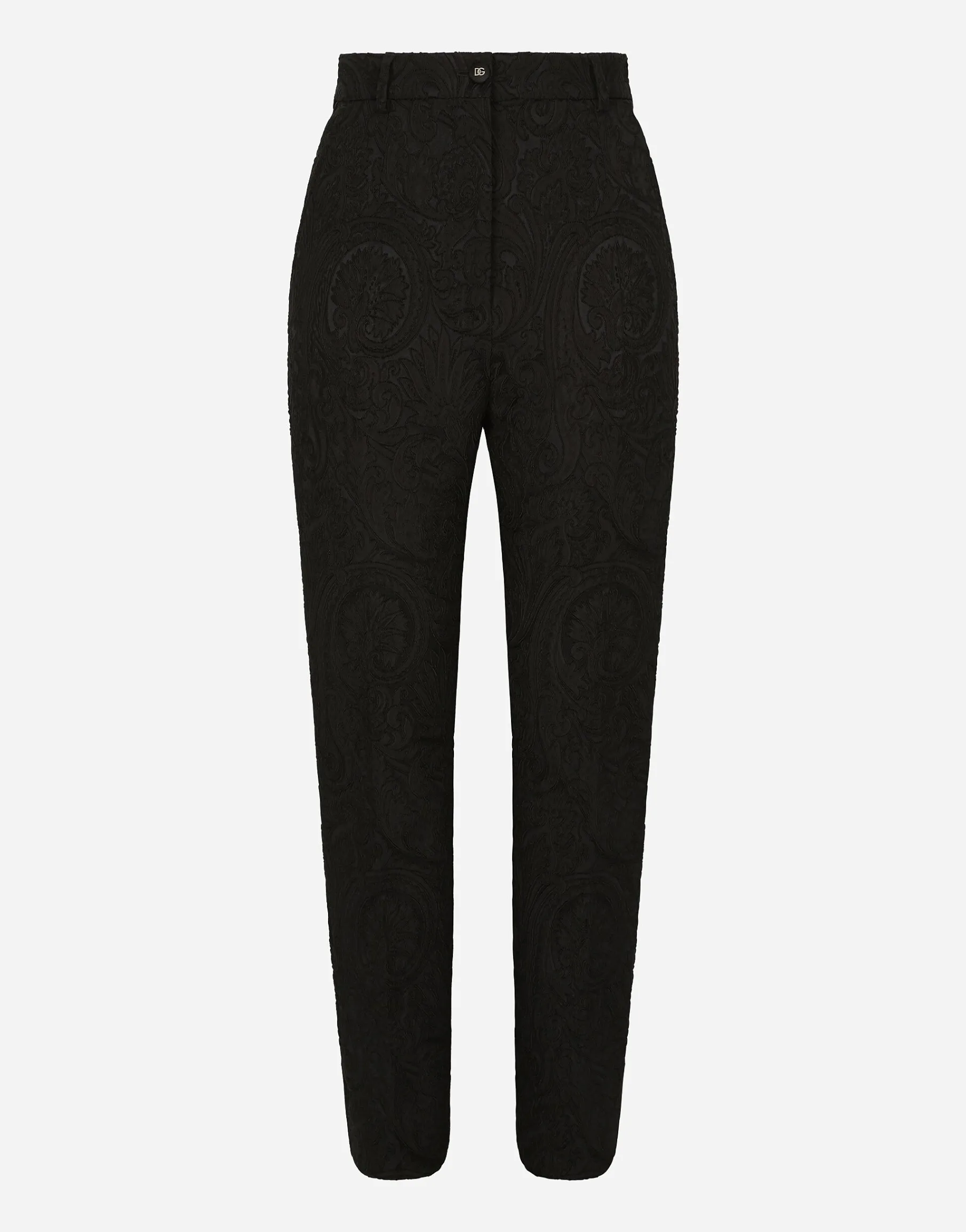 High-waisted ornamental jacquard pants