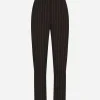 High-waisted pinstripe wool pants