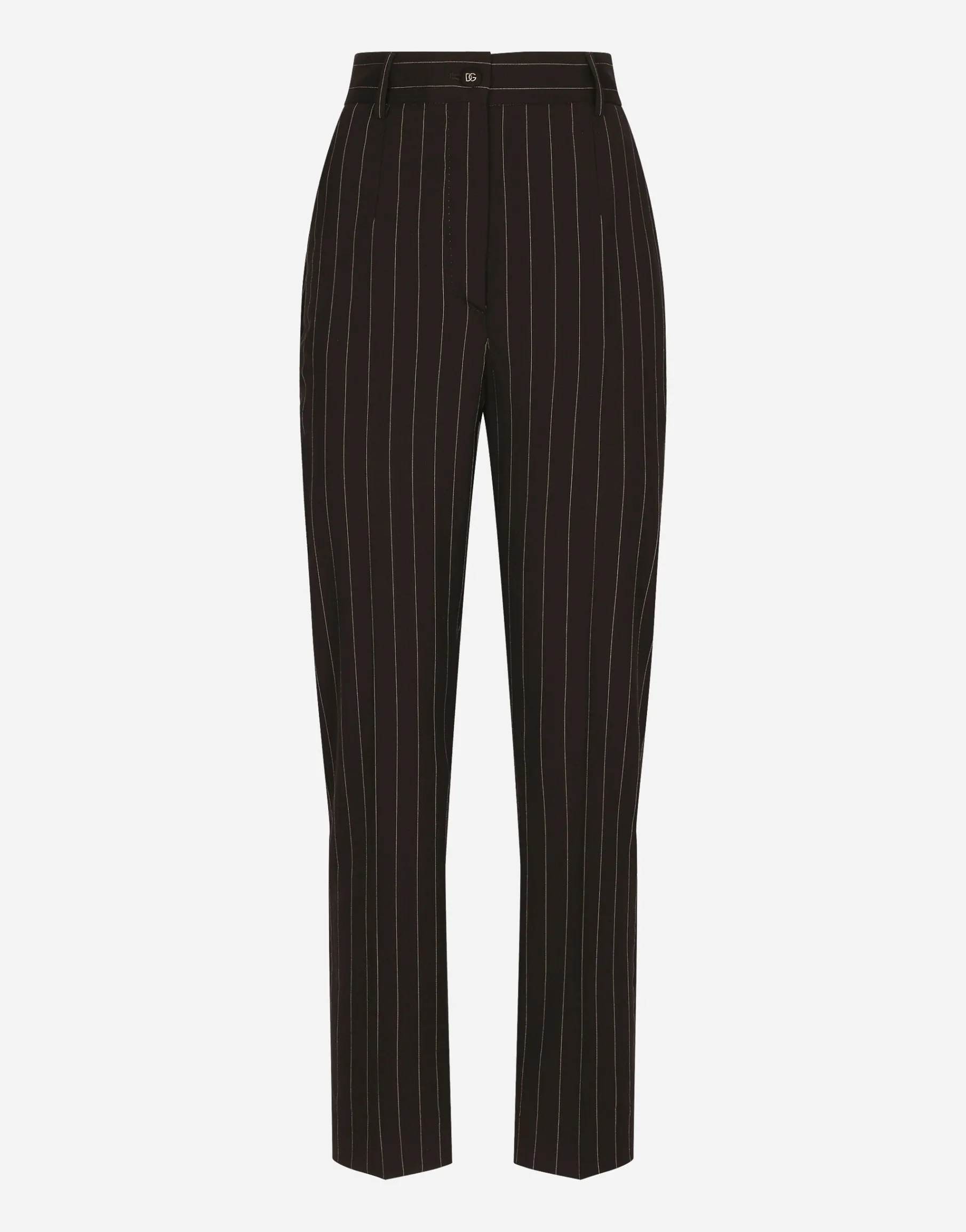 High-waisted pinstripe wool pants