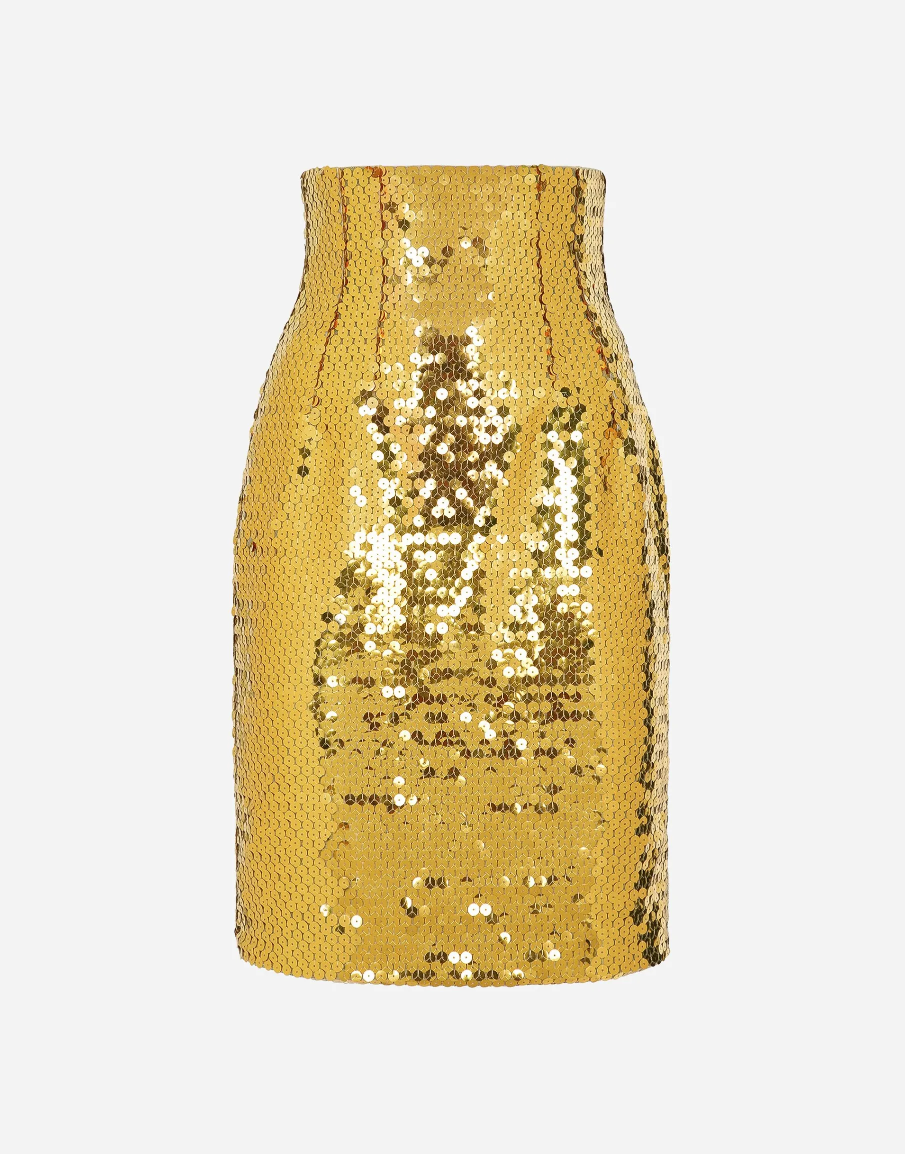 High-waisted sequined midi skirt