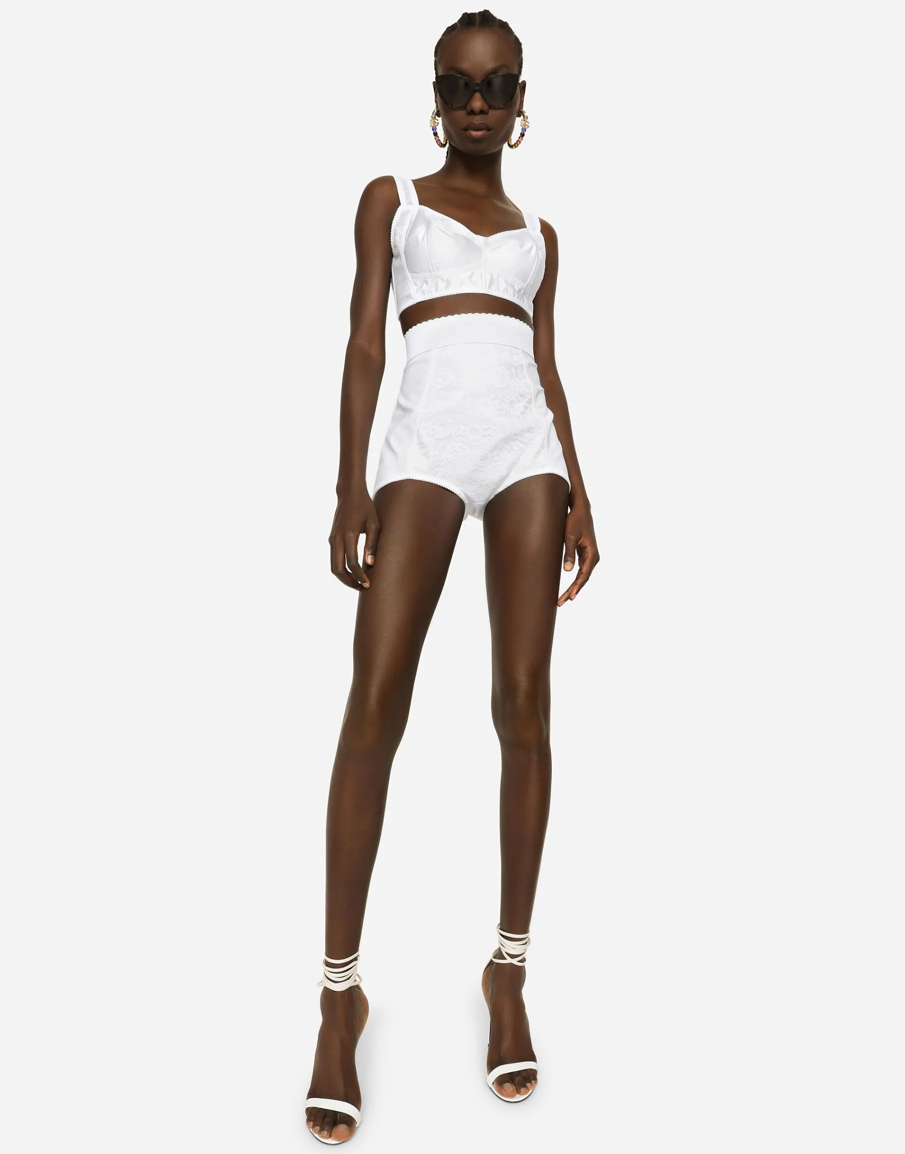 High-waisted shaper panties in jacquard and satin